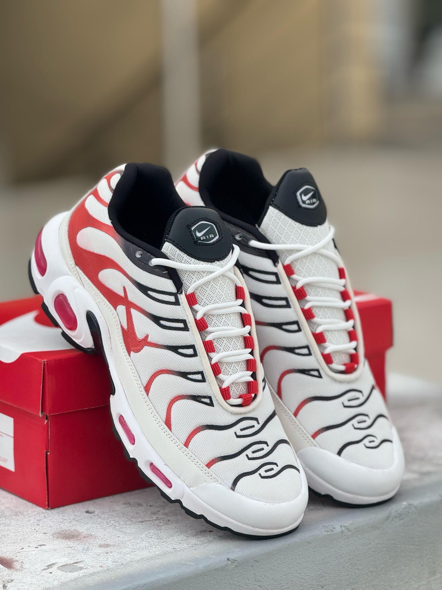 NIKE TN WHITE AND RED
