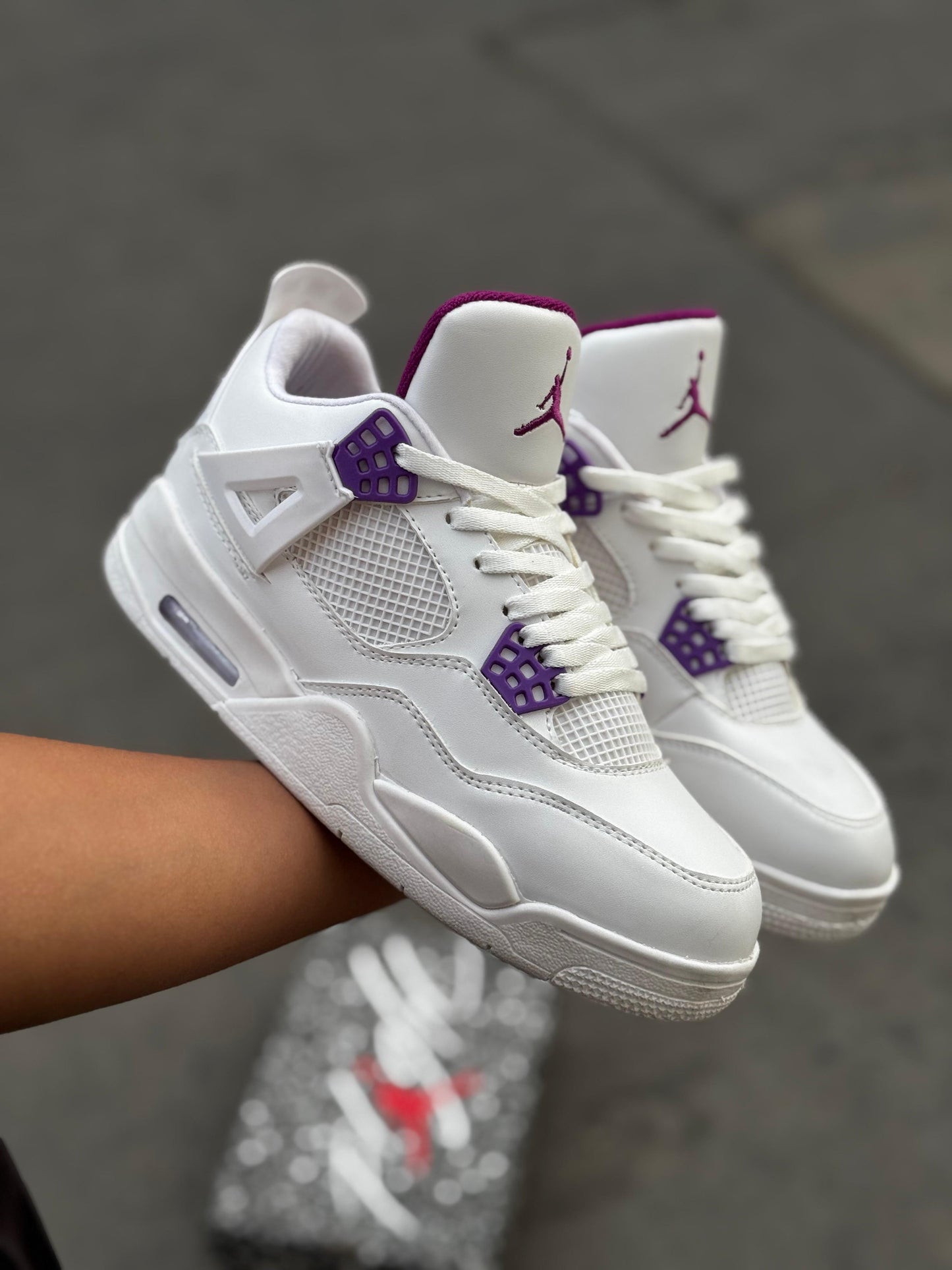 RETRO 4  WHITE AND PURPLE